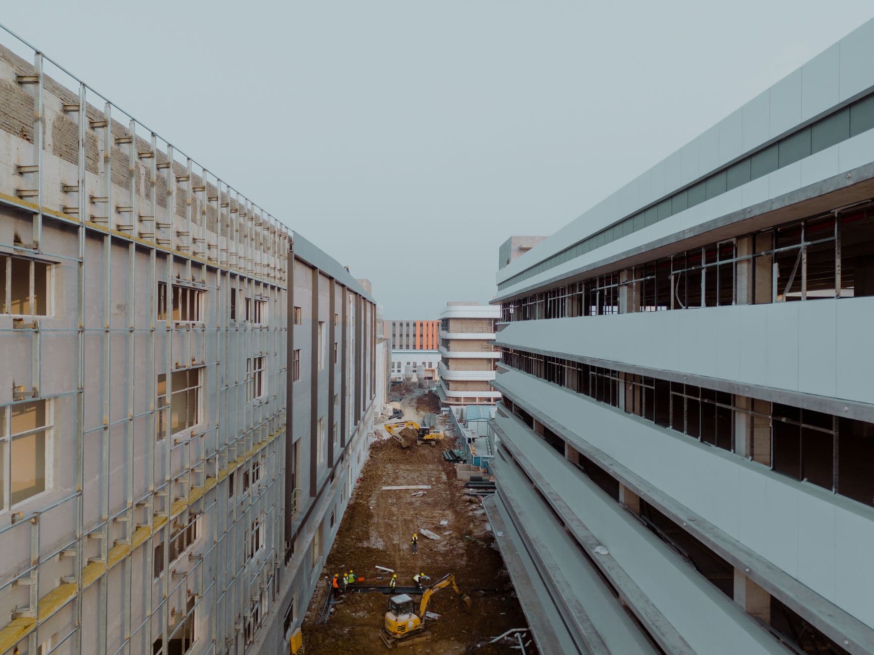 Modern construction project in Huaian, Jiangsu, China, showcasing urban development.